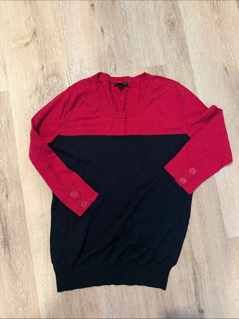 Banana Republic Pink and Navy Crewneck Colorblock Sweater